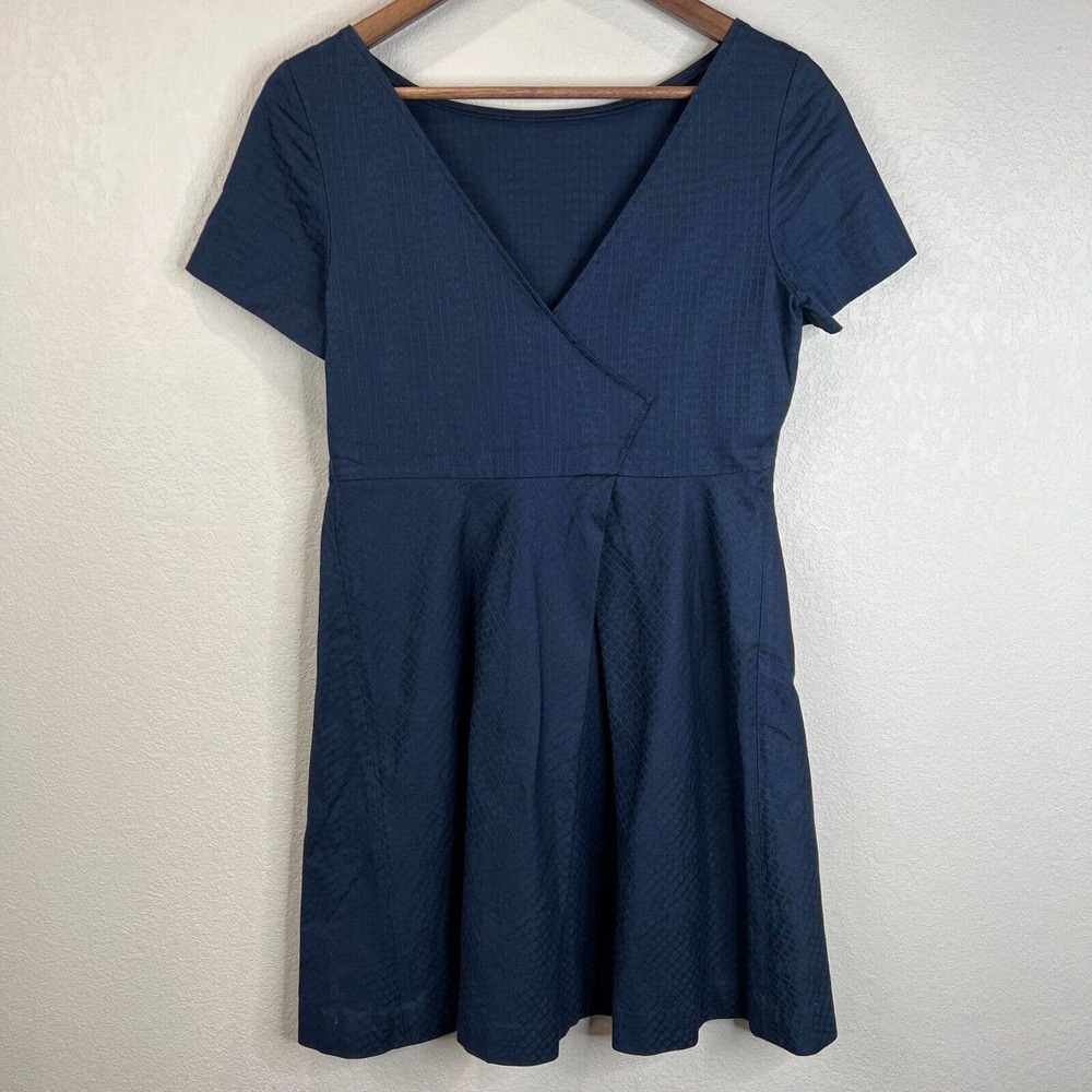 Jil Sander Women Wrap Dress 38 Navy Blue Short Sleeve Knee Length Preppy Capsule